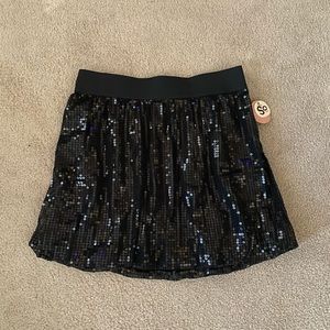 BRAND NEW So Black Sparkly Skater Skirt with Stretchy Black Waistband